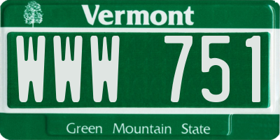 VT license plate WWW751