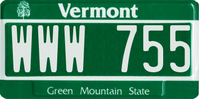 VT license plate WWW755