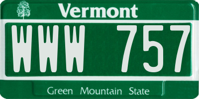 VT license plate WWW757
