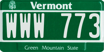 VT license plate WWW773