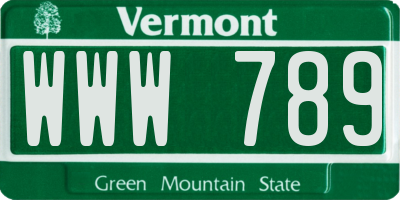 VT license plate WWW789