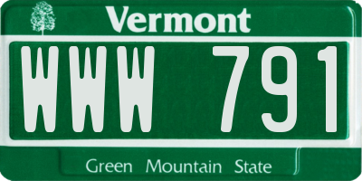 VT license plate WWW791