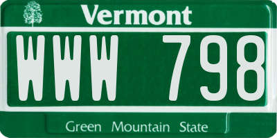 VT license plate WWW798