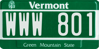 VT license plate WWW801