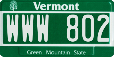 VT license plate WWW802