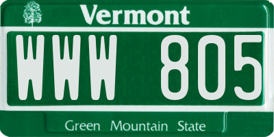 VT license plate WWW805