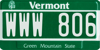 VT license plate WWW806