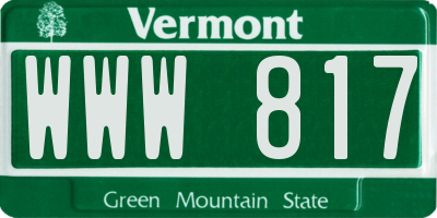 VT license plate WWW817