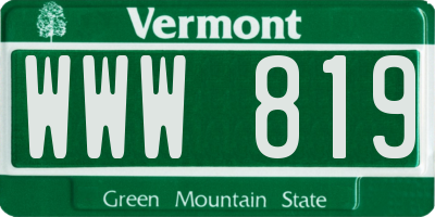 VT license plate WWW819