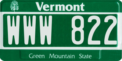 VT license plate WWW822