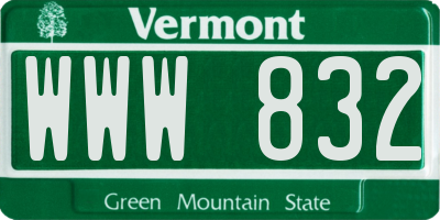 VT license plate WWW832