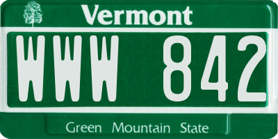 VT license plate WWW842