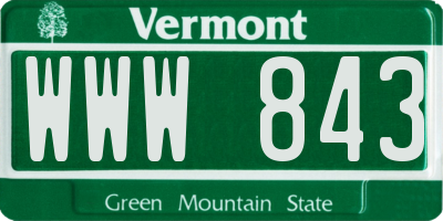 VT license plate WWW843
