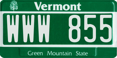 VT license plate WWW855