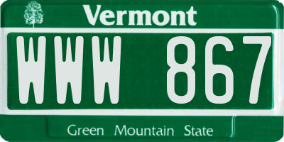 VT license plate WWW867