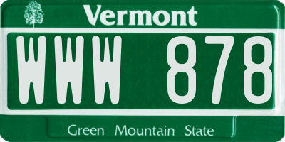 VT license plate WWW878