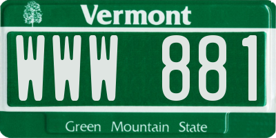 VT license plate WWW881