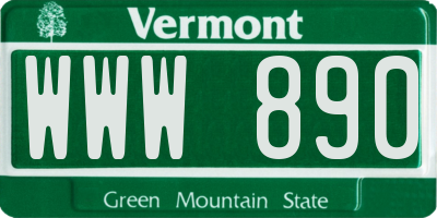 VT license plate WWW890