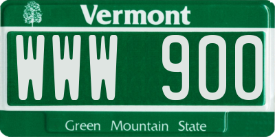 VT license plate WWW900