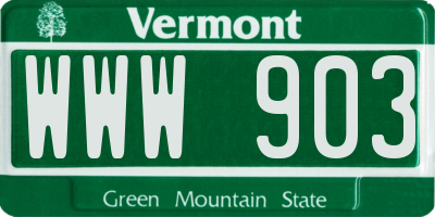 VT license plate WWW903