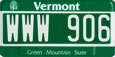 VT license plate WWW906