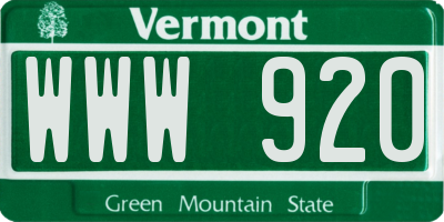 VT license plate WWW920