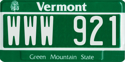 VT license plate WWW921