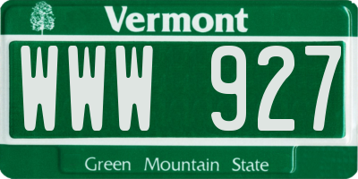 VT license plate WWW927