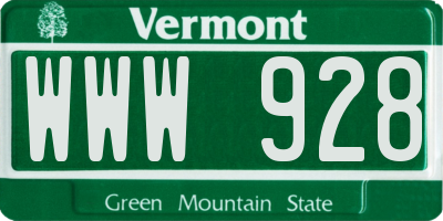 VT license plate WWW928
