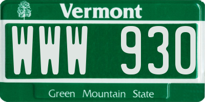 VT license plate WWW930
