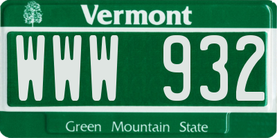 VT license plate WWW932