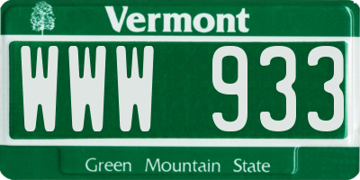 VT license plate WWW933