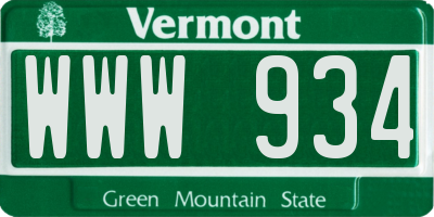 VT license plate WWW934