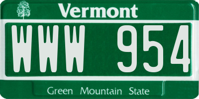 VT license plate WWW954