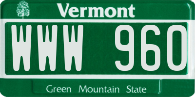 VT license plate WWW960