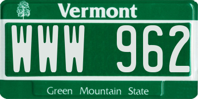 VT license plate WWW962