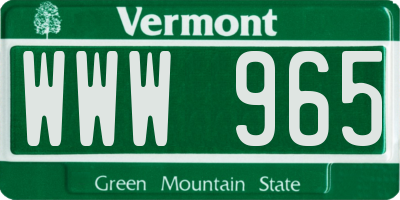 VT license plate WWW965