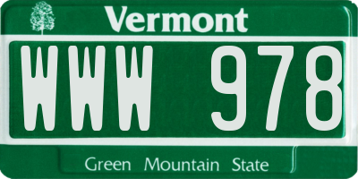 VT license plate WWW978