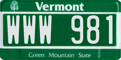 VT license plate WWW981
