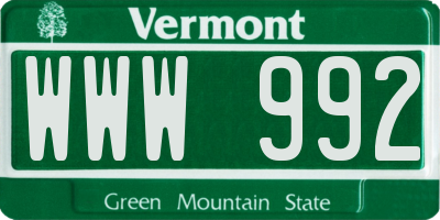 VT license plate WWW992