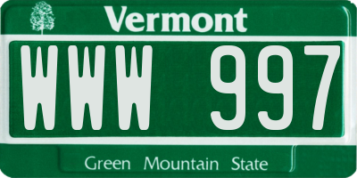 VT license plate WWW997