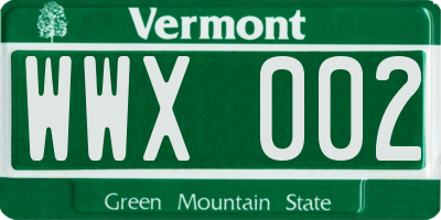 VT license plate WWX002