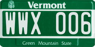 VT license plate WWX006