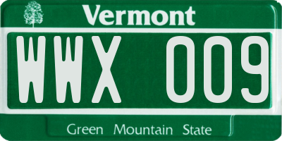VT license plate WWX009