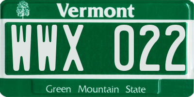 VT license plate WWX022