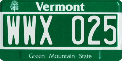 VT license plate WWX025