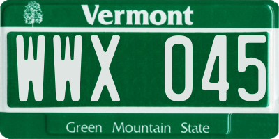 VT license plate WWX045