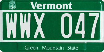 VT license plate WWX047