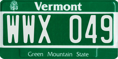 VT license plate WWX049