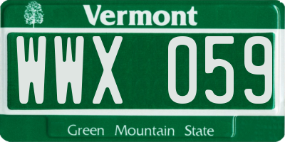 VT license plate WWX059